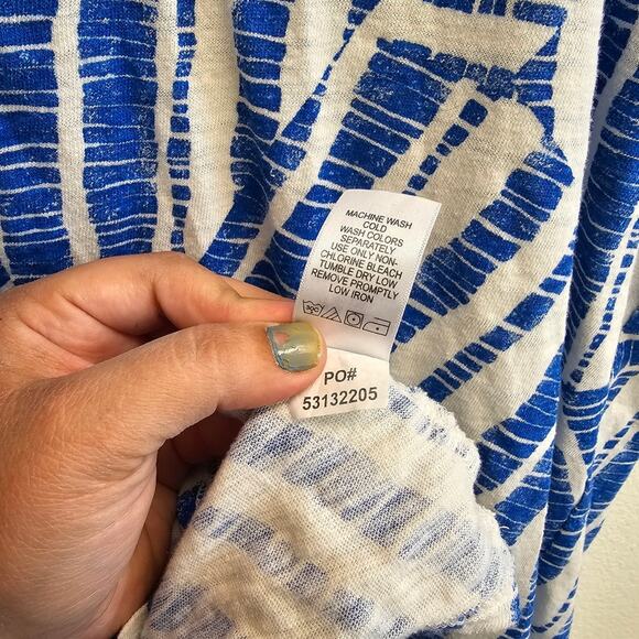 Woman Within Blue and White Cotton Geometric Print size Large (18/20) - Picture 8 of 8